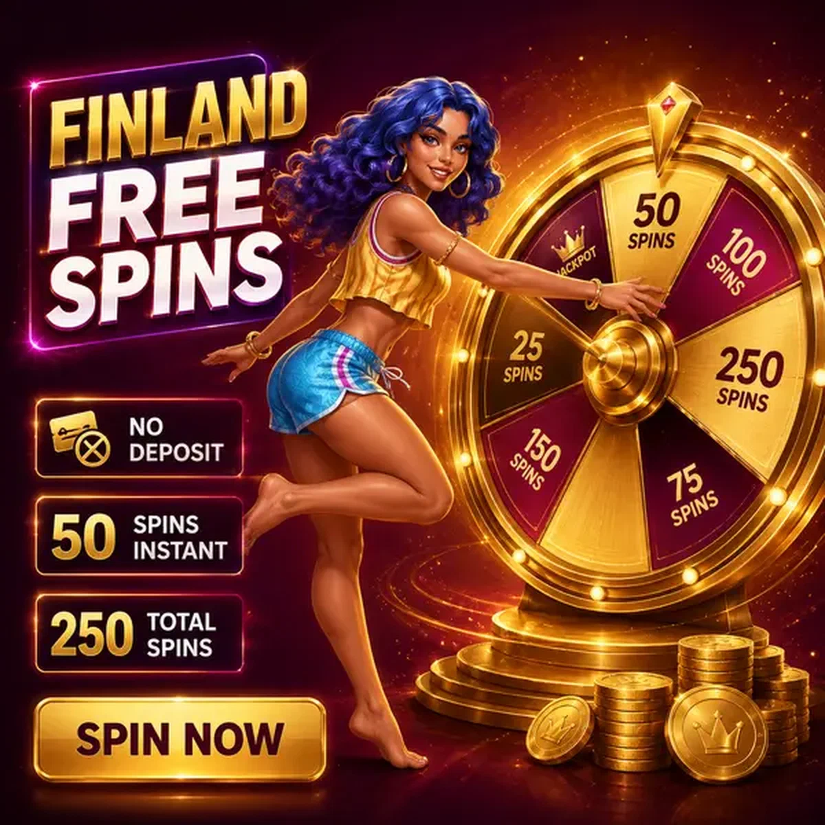 Sportliche Frau dreht goldenes Glücksrad für No Deposit Bonus in der Coolzino-Freispielzone